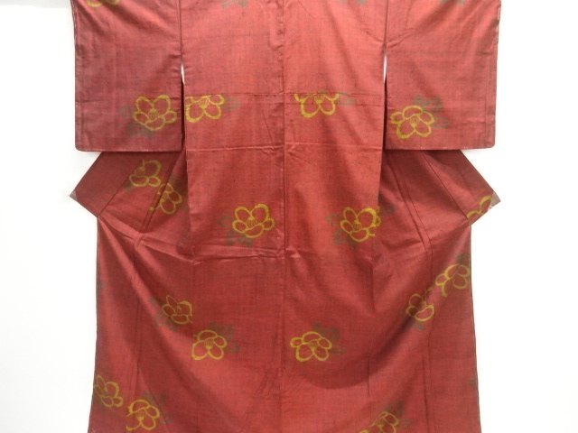 JAPANESE KIMONO / TSUMUGI / UNUSED / WOVEN CAMELLIA